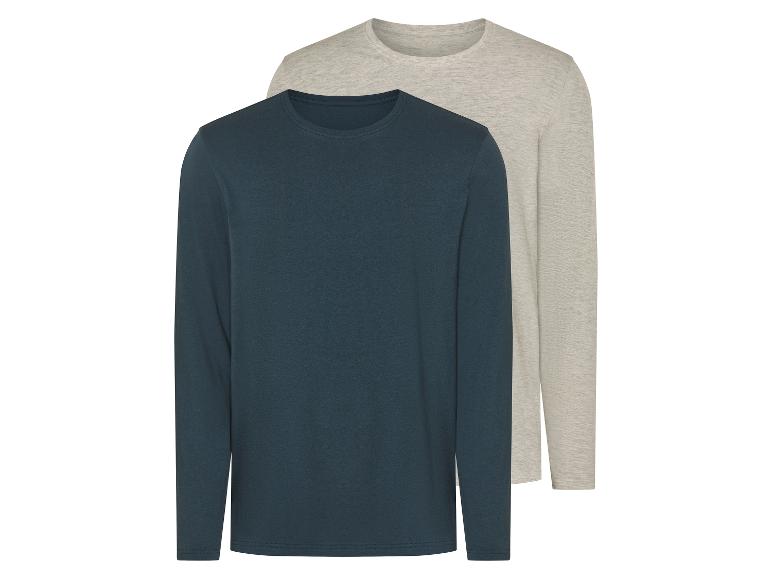 Lot de deux t-shirts manches longues pour homme : bleu marine et gris.