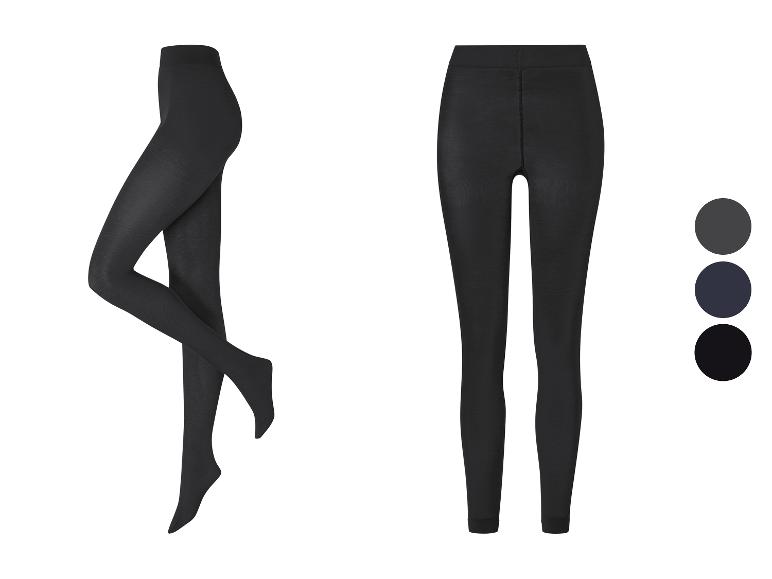 Collants et leggings noirs avec échantillons de couleurs.