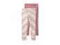 Deux paires de leggings pour enfants, un rose uni et un à rayures roses et blanches.