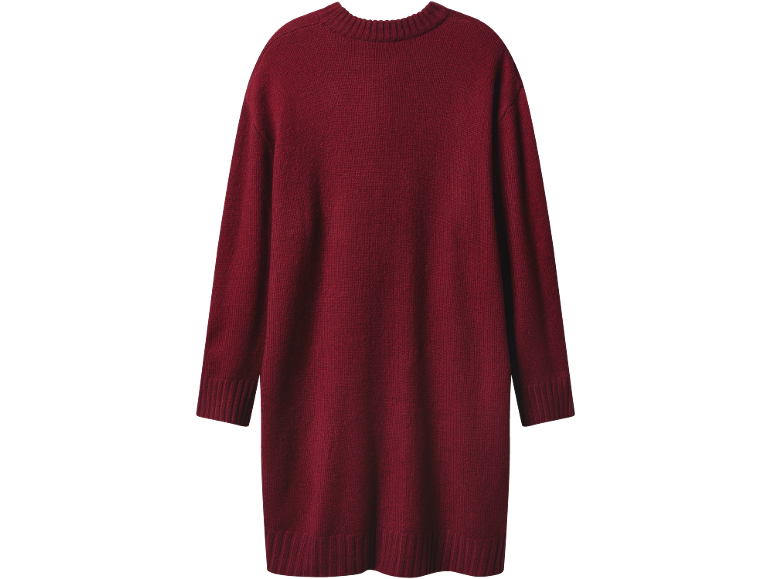 Pull bordeaux à manches longues et col rond.