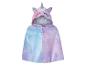 Une cape rose et bleue avec une capuche en forme de licorne.