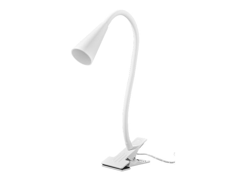 Lampe de bureau blanche avec bras flexible et pince