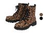 Bottes femme à imprimé léopard avec lacets noirs