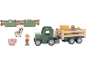 Ensemble de ferme jouet en bois avec tracteur, animaux et fermier.