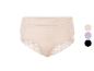 Deux paires de culottes beiges en dentelle.