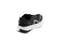Chaussures de sport noires avec des détails blancs et gris, vues de l'arrière.