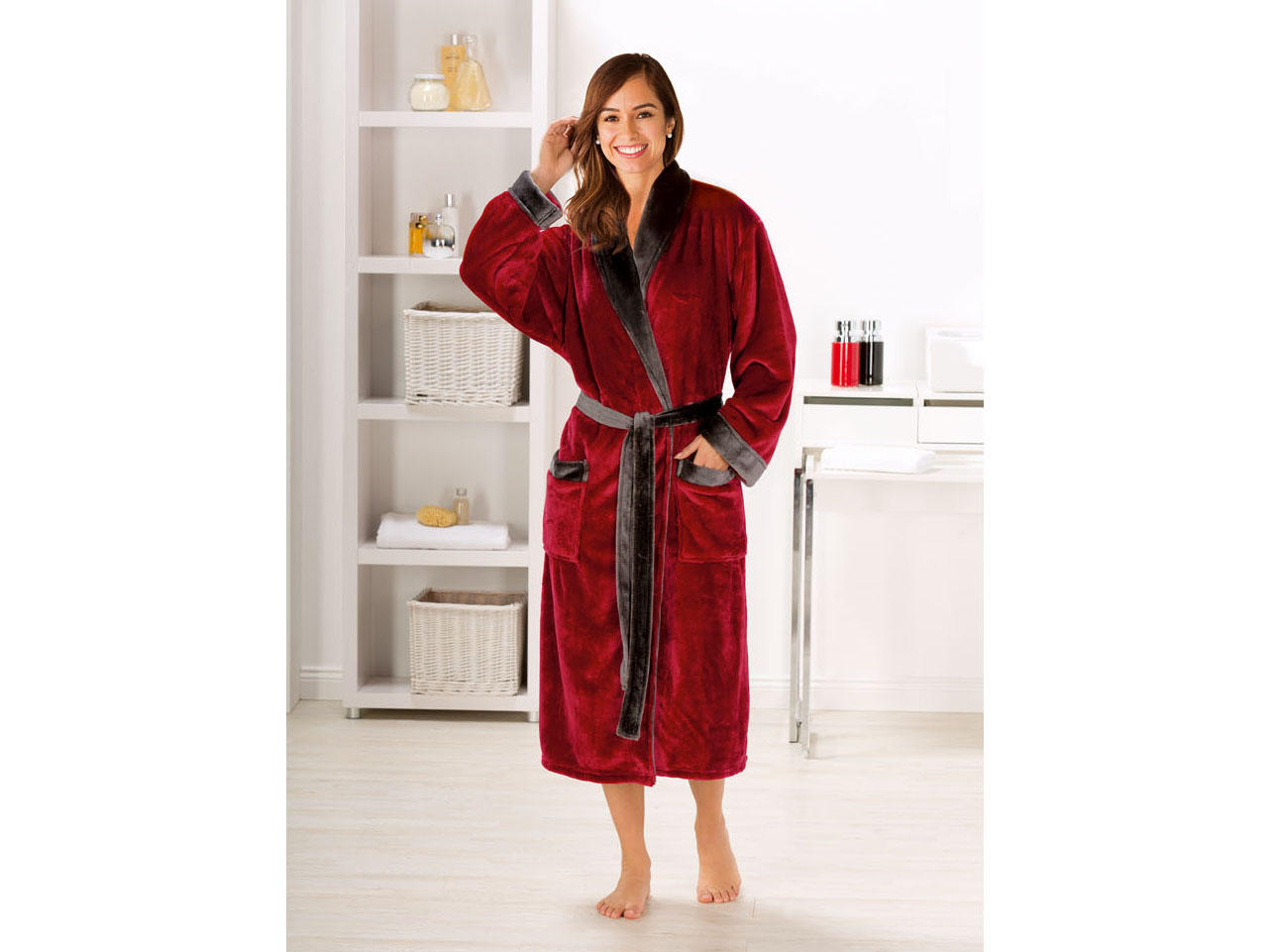 Gözze Peignoir de bain, S-XXL, unisexe (rouge, L)