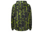 Un sweat à capuche vert avec un motif géométrique.
