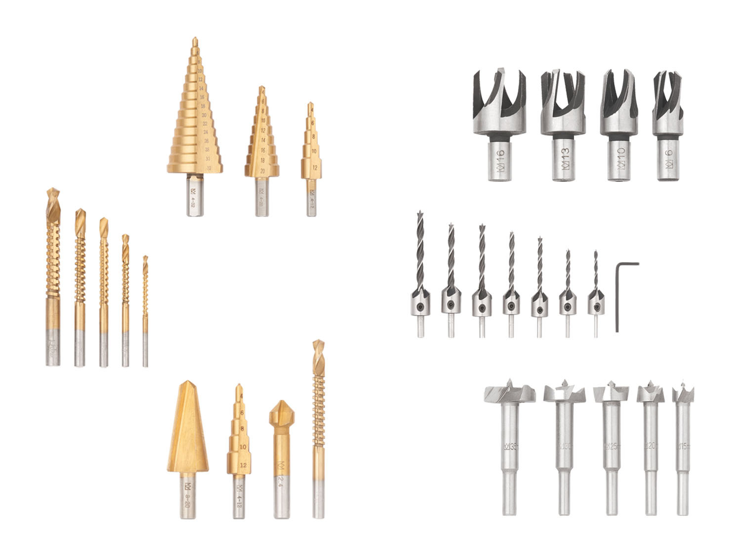 Lot De 5 Forets à Fraiser Parkside HSS – 3,4,5,6,8 Mm – Titane – Jamais Utilisés