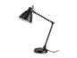 Une lampe de bureau noire avec un bras réglable.