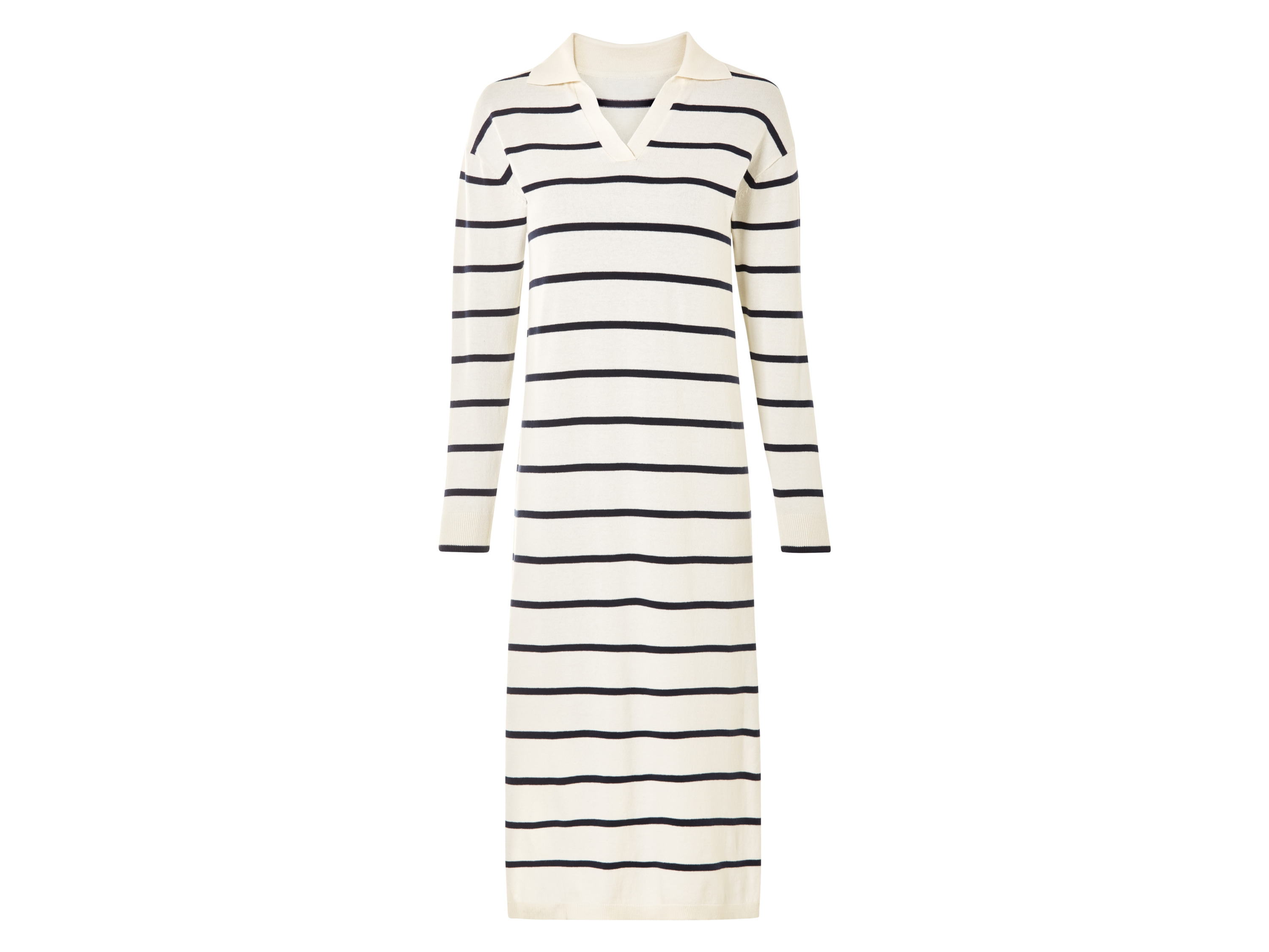 esmara® Robe mi-longue femme (beige/navy/rayures, S(34/36))