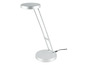 Une lampe de bureau argentée avec un design flexible.