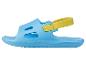 Sandales bleues pour enfant avec bride jaune.