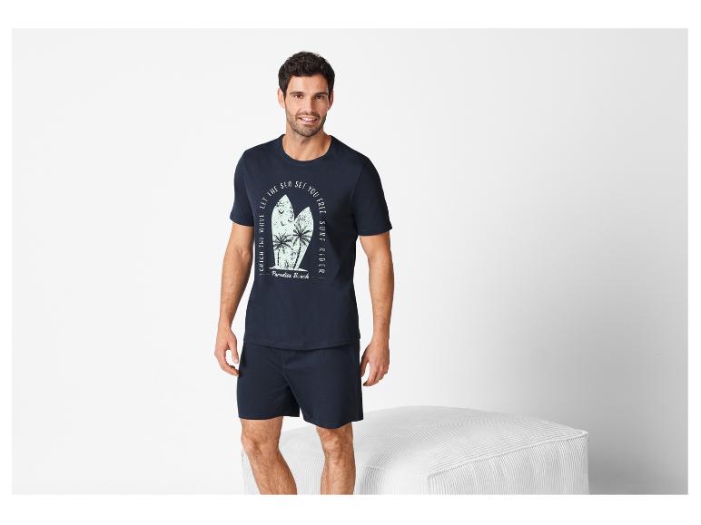 Pyjama homme, t-shirt et short, thème surf.