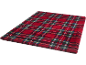 Plaid écossais rouge avec des accents verts, blancs et bleus.