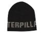 Un bonnet noir en tricot avec le logo Caterpillar.