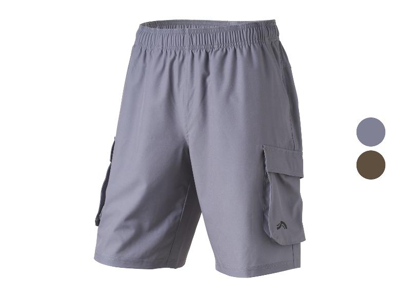 Shorts cargo gris avec taille élastique et poches latérales.
