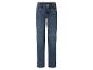 Jean bleu femme taille haute et coupe droite.