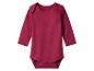 Body bébé à manches longues de couleur bordeaux, avec fermetures à pression.
