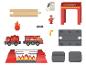 Ensemble de jeu de train de pompiers en bois et plastique.