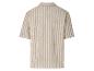 Chemise à manches courtes rayée beige.