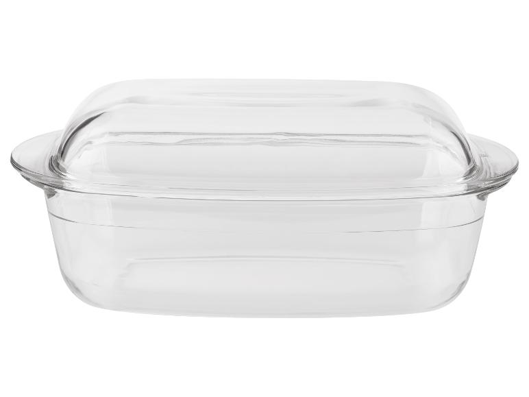 Plat de cuisson rectangulaire en verre transparent avec couvercle