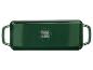 Plat de cuisson rectangulaire vert avec poignées et symboles pour différents types de cuisinières.