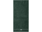Serviette vert foncé avec un nœud et une ligne brodés en blanc.