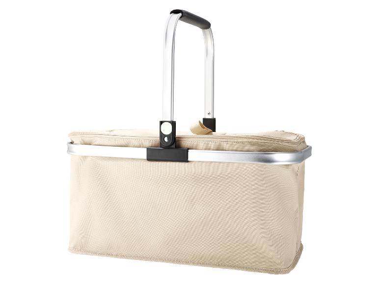 Panier de courses beige avec poignée en aluminium