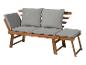 Banc de jardin en bois avec coussins gris