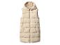 Gilet long matelassé beige à capuche