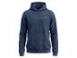 Sweat à capuche bleu marine pour homme, avec un motif texturé et un petit écusson sur la poitrine.