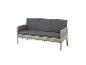 Banc de jardin en rotin avec coussins gris