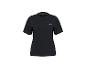 T-shirt de sport noir à manches courtes avec un petit logo sur la poitrine.