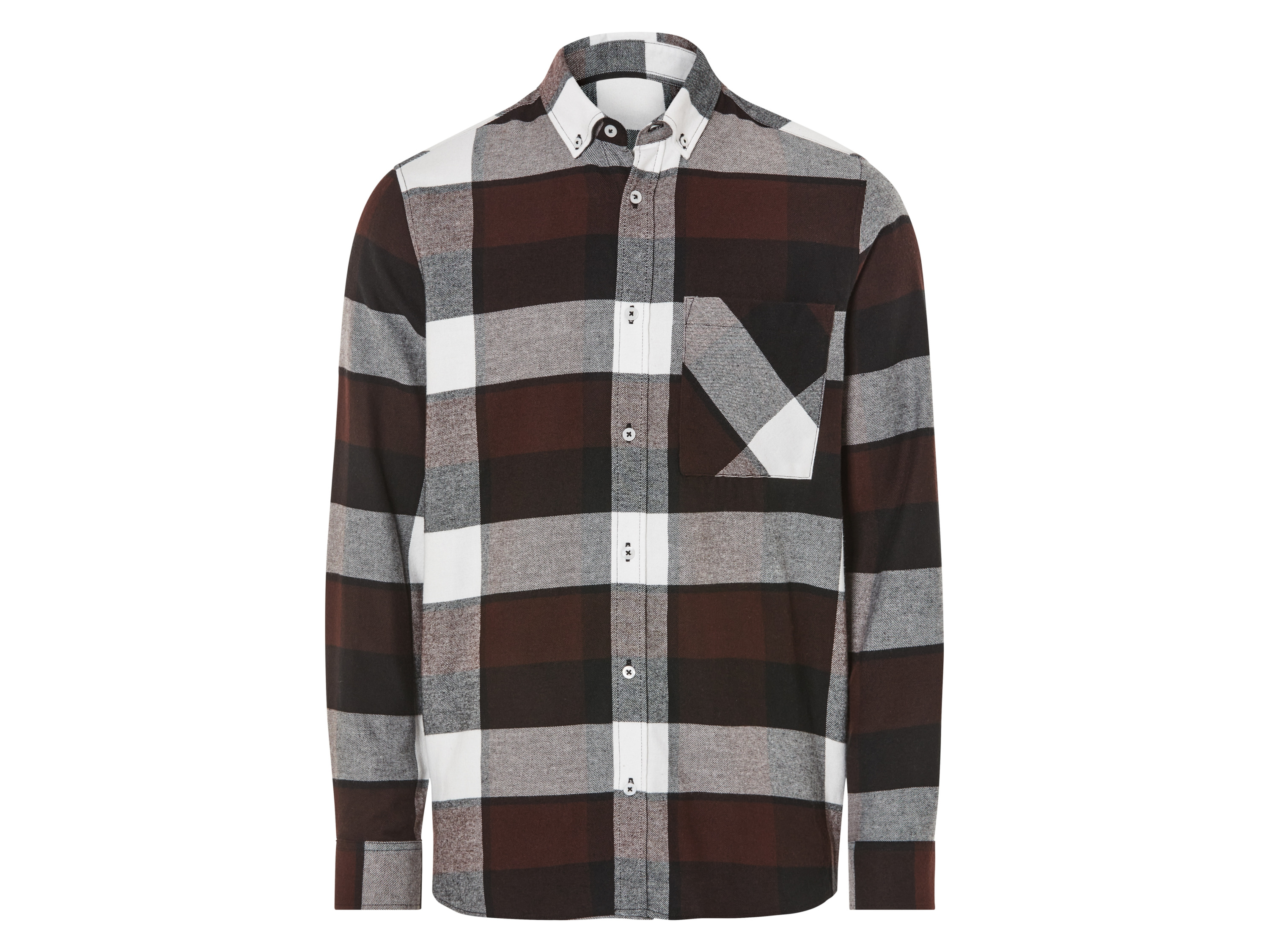 LIVERGY® Chemise en flanelle homme (L, marron/blanc)