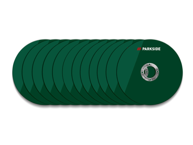 Un paquet de disques verts Parkside pour une meuleuse.