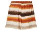 Un short avec un motif rayé en orange, marron et blanc