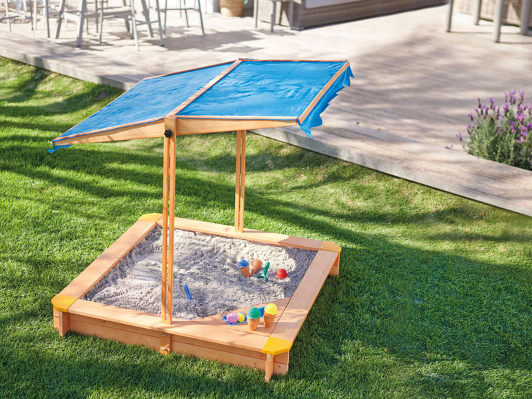 Aller en mode plein écran : Playtive Bac à sable avec toit, en bois, 118 x 118 x 118 cm - Image 2