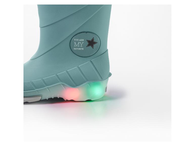 Bottes de pluie pour enfants avec lumières LED et inscription 'You are my favorite'.