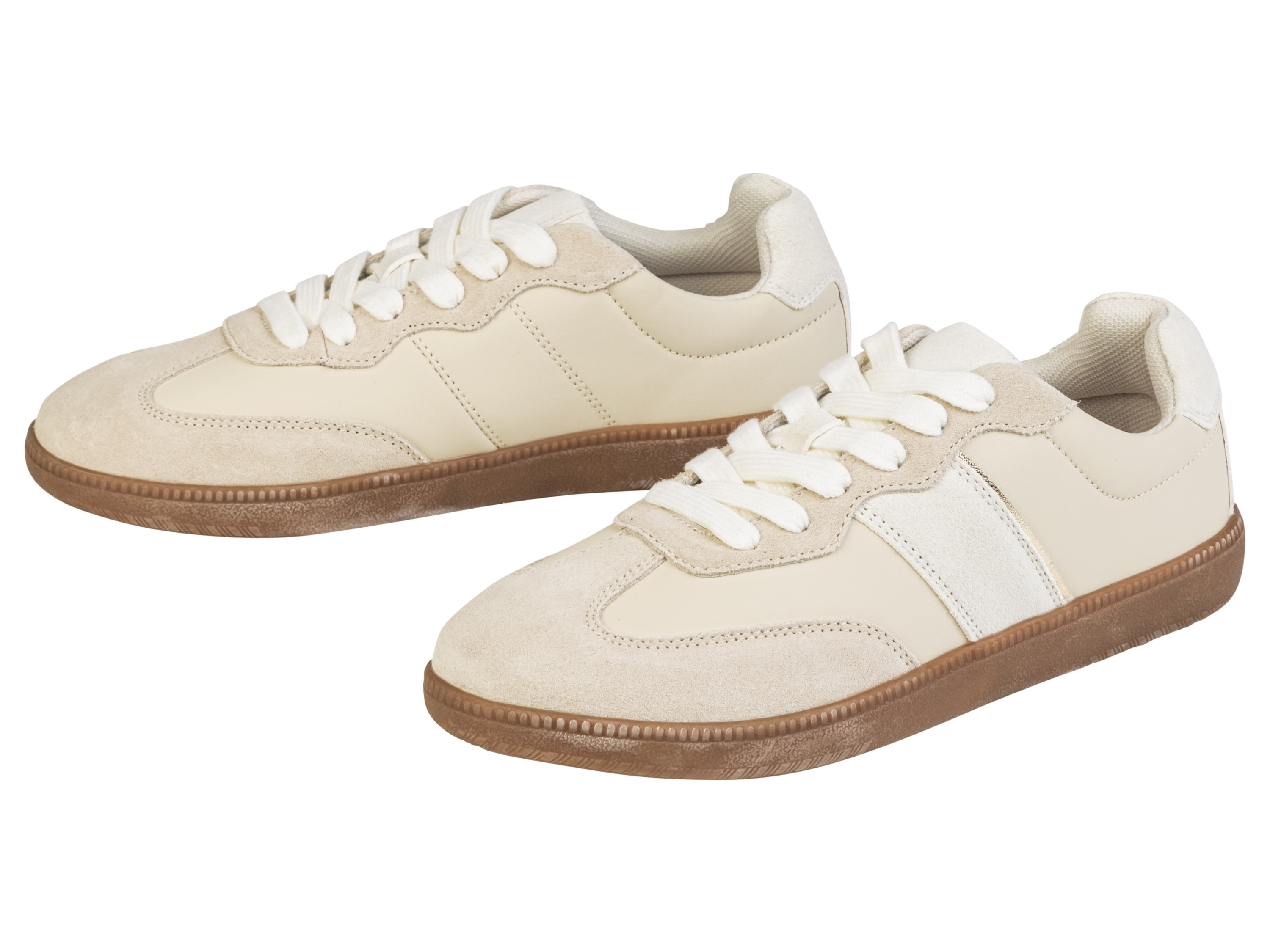 esmara® Sneakers en cuir femme (beige/blanc, 37)
