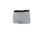 Caleçon gris avec ceinture élastique noire et une ligne blanche.