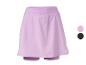 Jupe-short de sport lilas pour femme avec short intégré, disponible en lilas et noir.