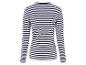 Un t-shirt à manches longues rayé, bleu et blanc.