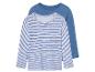 Deux t-shirts à manches longues : un rayé et un bleu uni.