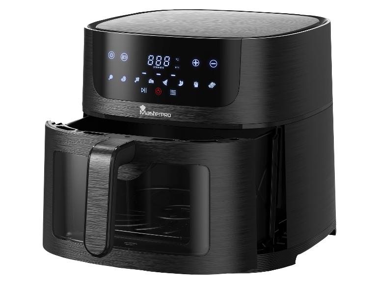 Une friteuse à air Masterpro noire avec un écran numérique.