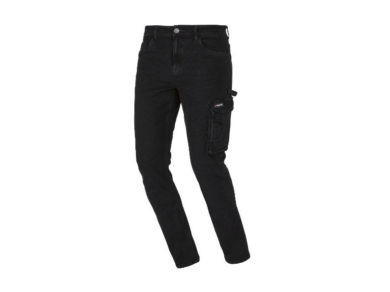 Pantalon cargo en jean noir avec poches latérales et logo Parkside.