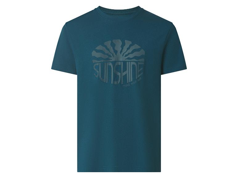 T-shirt bleu avec inscription 'SUNSHINE MAKE YOUR OWN' et graphiques de rayons de soleil