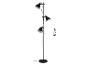 Lampadaire noir avec trois spots réglables, 170 cm de hauteur.