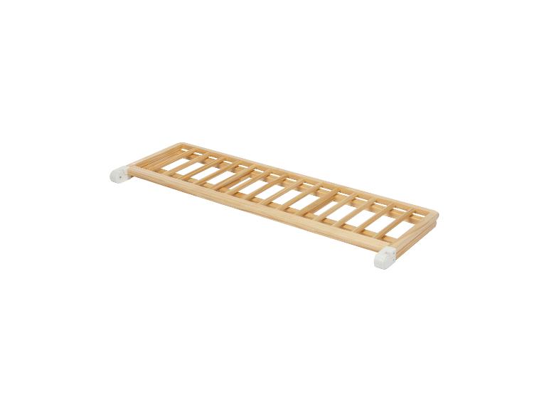 Étagère à chaussures en bois avec connecteurs blancs