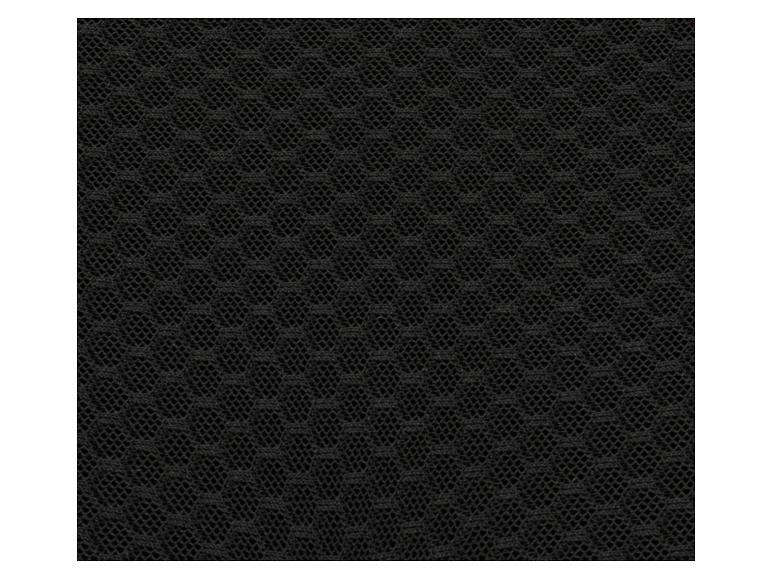Gros plan d'une texture de tissu en maille noire, montrant un motif fin et répétitif.